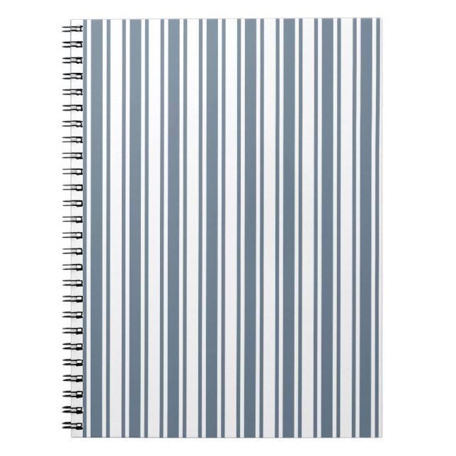 Cuaderno Rayas de caramelo azul-gris y blanco (Frente)