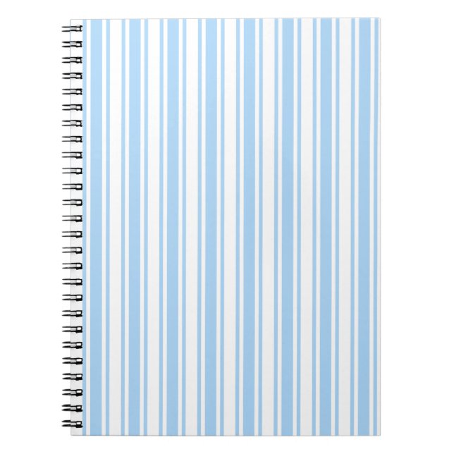 Cuaderno Rayas de caramelo azul pálido y blanco (Frente)