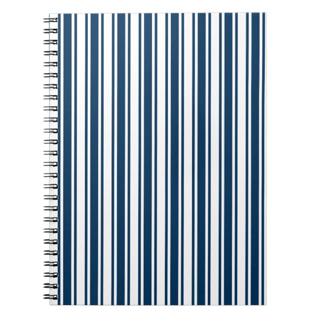Cuaderno Rayas de caramelo azul y blanco de la marina (Frente)