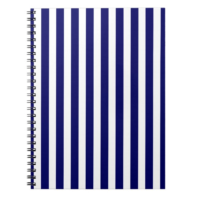 Cuaderno Rayas de caramelo azul y blanco de la marina (Frente)