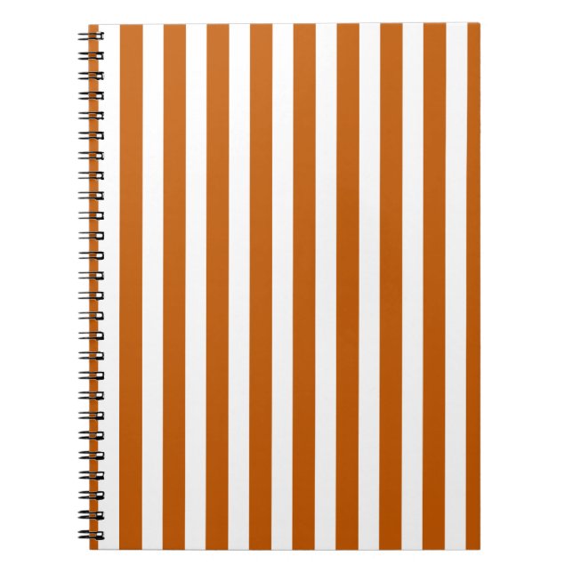 Cuaderno Rayas de caramelo blanco y naranja quemado (Frente)