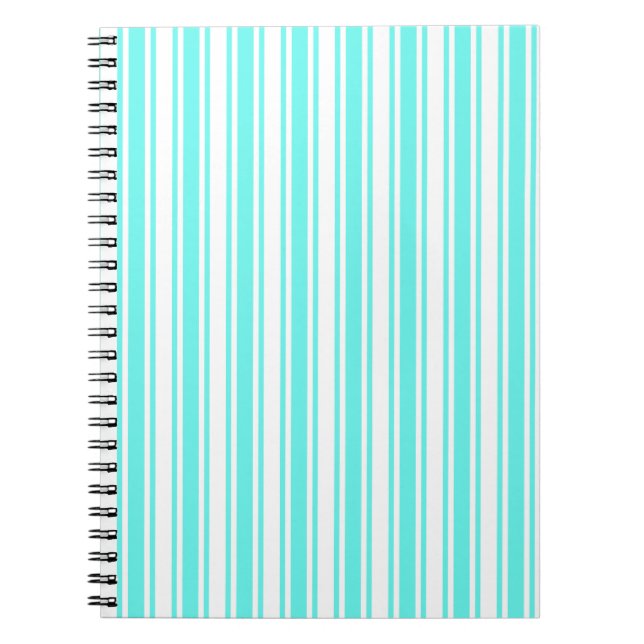 Cuaderno Rayas de caramelo blanco y turquesa (Frente)