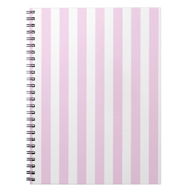 Cuaderno Rayas de caramelo rosa pálido y blanco (Frente)