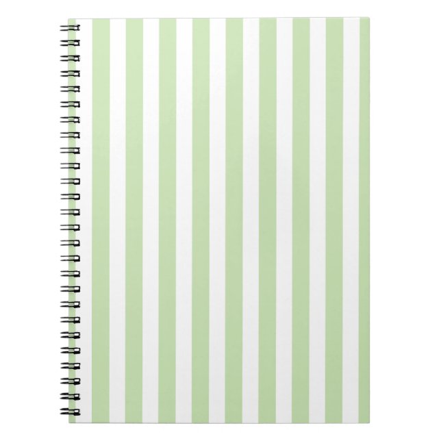 Cuaderno Rayas de caramelo verde claro y blanco (Frente)