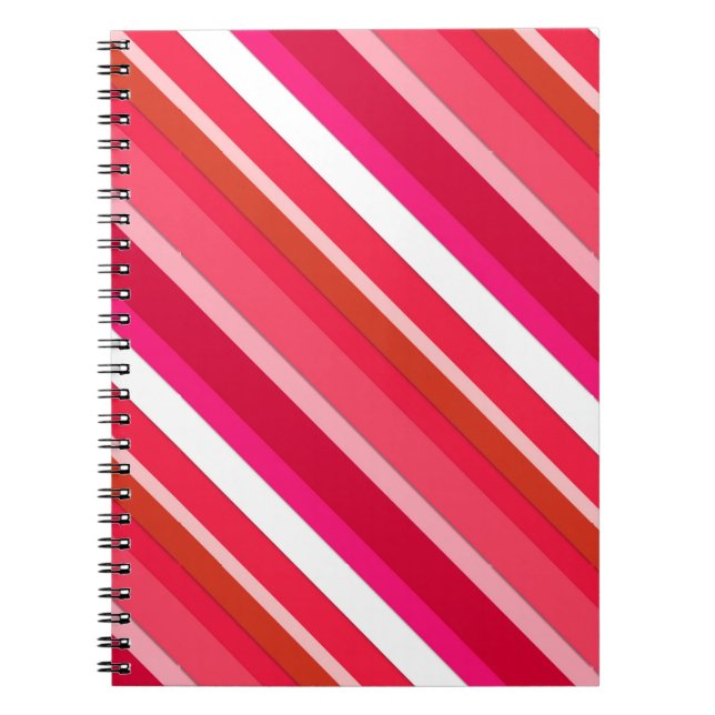 Cuaderno Rayas de caramelos estratificadas - rojo, rosa y b (Frente)