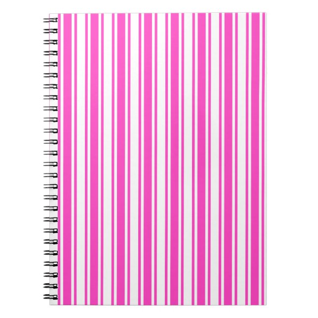 Cuaderno Rayas de caramelos rosadas y blancas calientes (Frente)