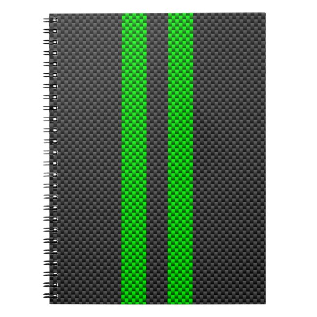 Cuaderno Rayas de Carreras con estilo de fibra de carbono v (Frente)