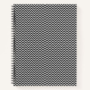 Cuaderno Rayas de Chevron Vintage en Blanco y Negro