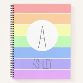 Cuaderno Rayas de color arcoiris monogramadas