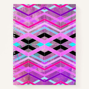 Cuaderno Rayas de cruce geométrico morado rosa y Aqua