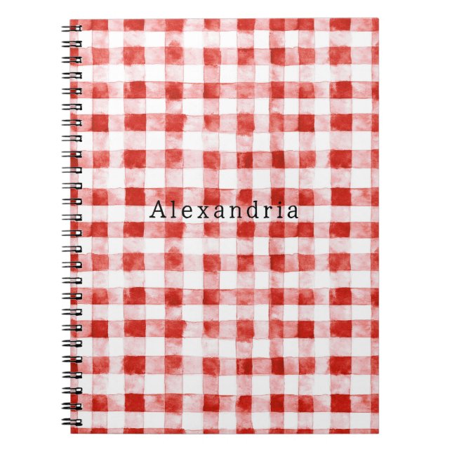 Cuaderno Rayas de Cuadro Escocés Rojo Blanco (Frente)