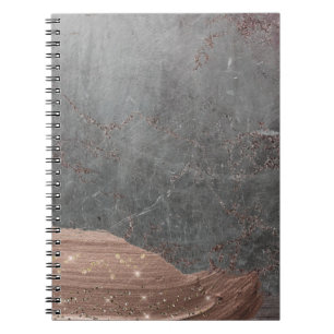 Cuaderno Rayas de glamour de cobre en mármol gris