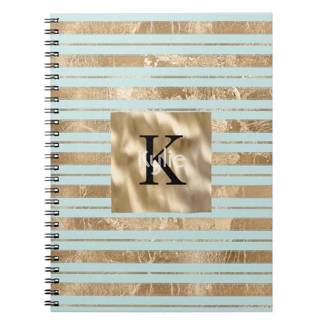 Cuaderno Rayas de Monograma de Nombre de Ceca de Oro (Frente)