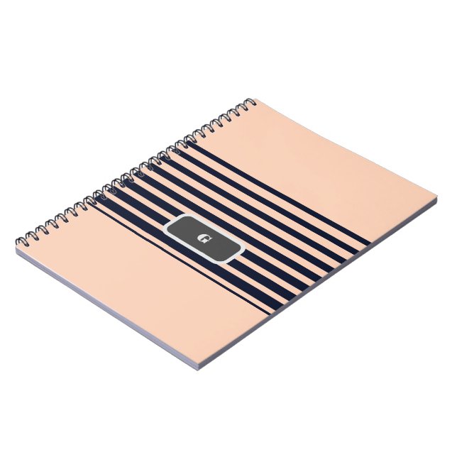 Cuaderno Rayas de Monograma Negro y Rosa Elegantes (Lado Izquierdo)
