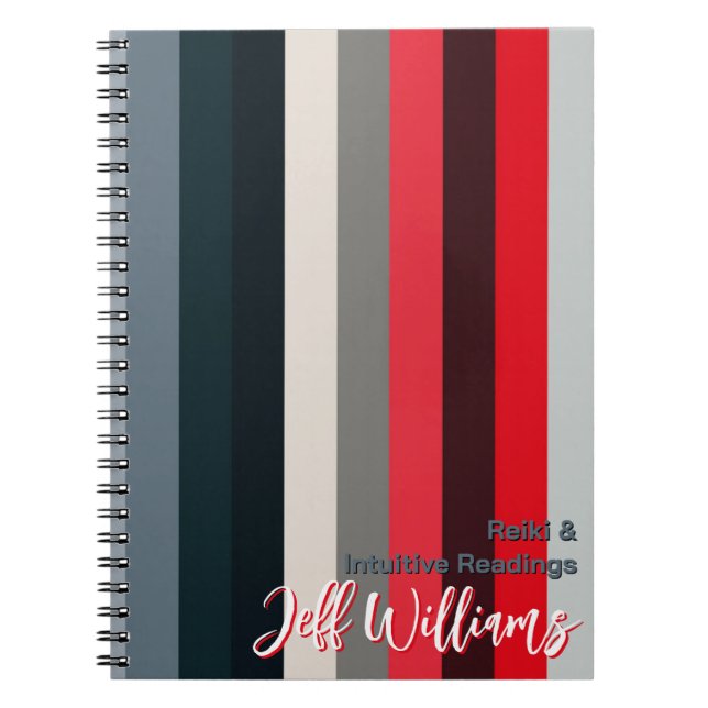 Cuaderno Rayas de Reiki estéticas a escala gris y roja cine (Frente)