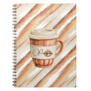 Cuaderno Rayas de taza de latte de durazno y calabaza