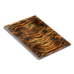 Cuaderno Rayas de Tigre Negras Marrones Glamurosas Estampad