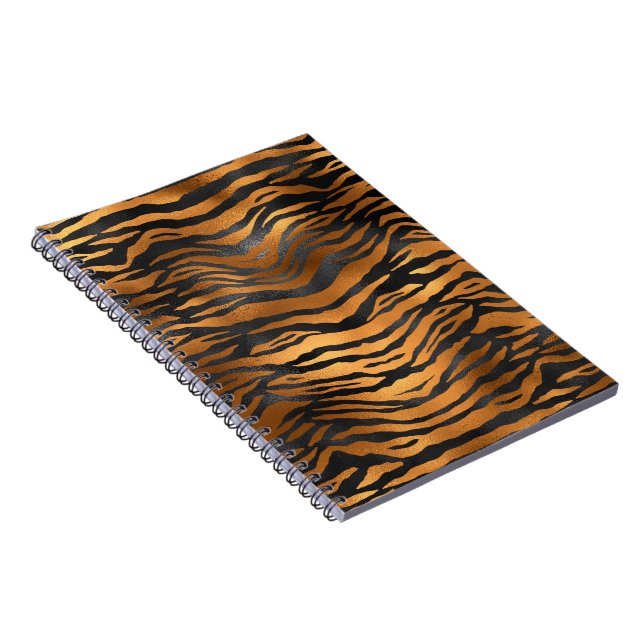 Cuaderno Rayas de Tigre Negras Marrones Glamurosas Estampad (Lado Derecho)