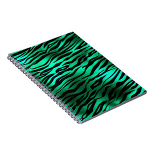 Cuaderno Rayas de tigre negro verde esmeralda Animales salv