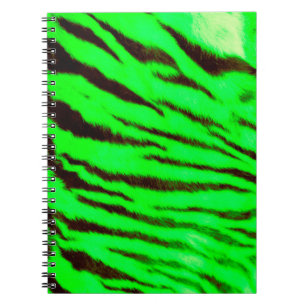 Cuaderno Rayas de tigre verde salvaje y vibrante