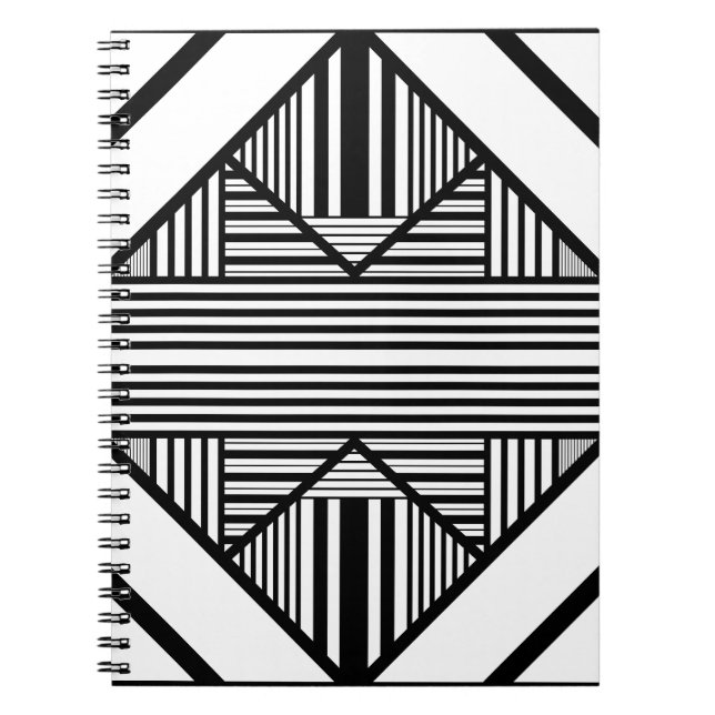 Cuaderno Rayas de triángulo 2 en Negro y Blanco (Frente)