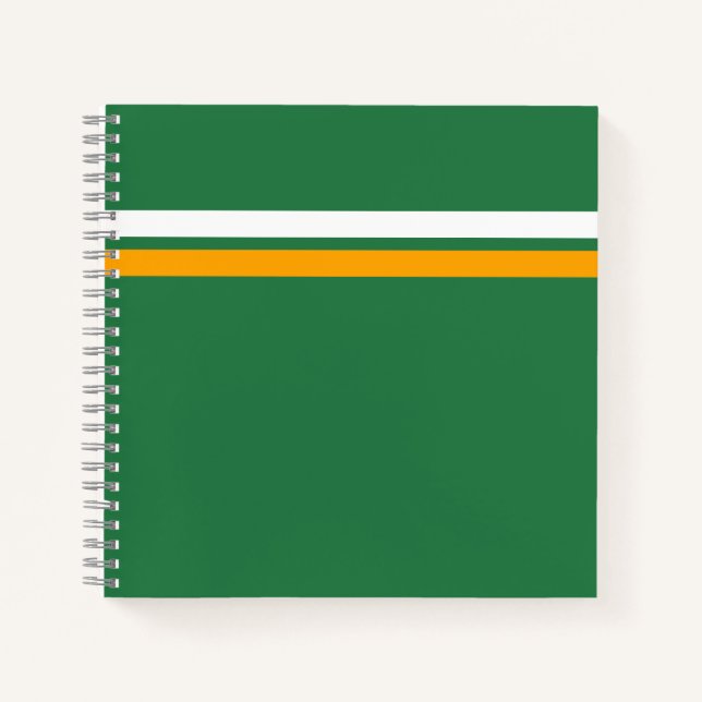 Cuaderno Rayas Deportivas Naranjas Blancas Sobre Verde Inte (Anverso)