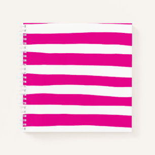 Cuaderno Rayas desiguales en magenta y blanco