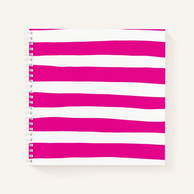 Cuaderno Rayas desiguales en magenta y blanco (Anverso)