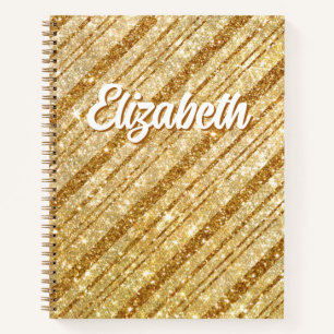 Cuaderno Rayas diagonales con brillo dorado