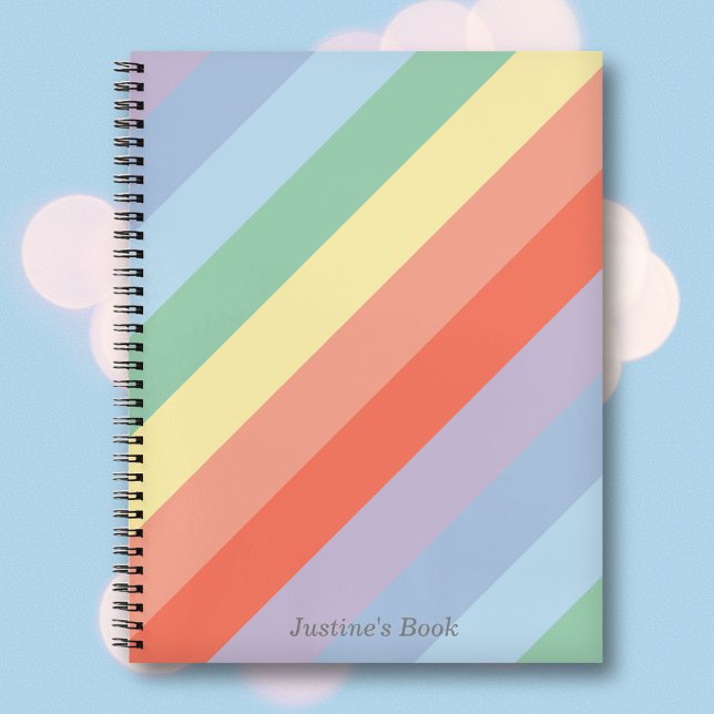 Cuaderno Rayas diagonales del arcoiris pasteles (Pastel Rainbow Diagonal Stripes Notebook)