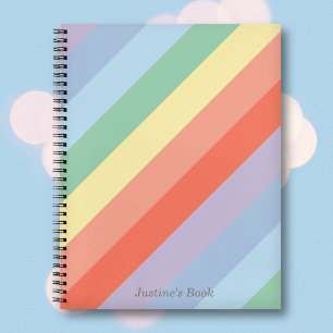 Cuaderno Rayas diagonales del arcoiris pasteles