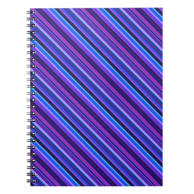Cuaderno Rayas diagonales en azul y púrpura (Frente)