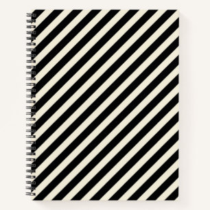 Cuaderno Rayas diagonales monocromáticas chic en blanco y n