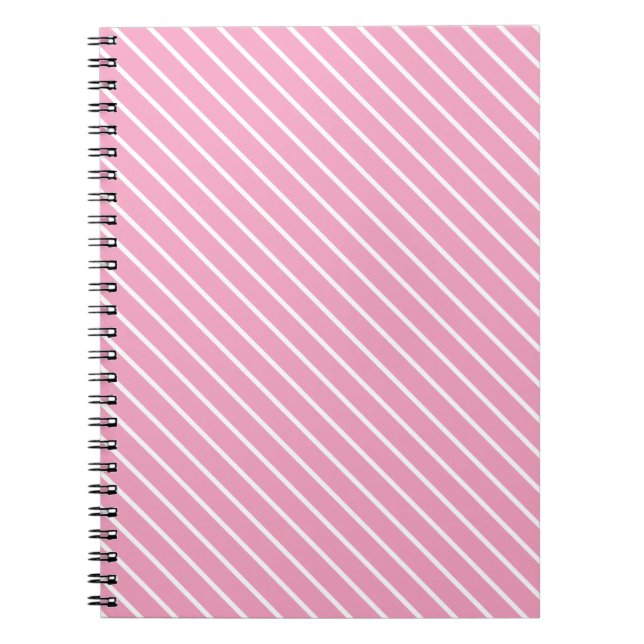 Cuaderno Rayas diagonales - rosa concha y blanco (Frente)