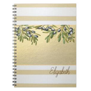 Cuaderno Rayas Doradas Modernas, Ramas de Olivo