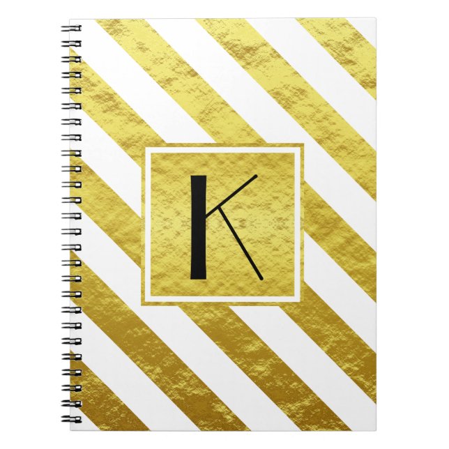 Cuaderno Rayas Doradas Monograma Elegante (Frente)