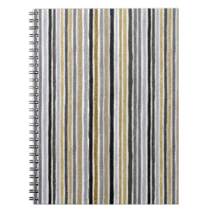 Cuaderno Rayas Doradas Plateadas Negras Azules