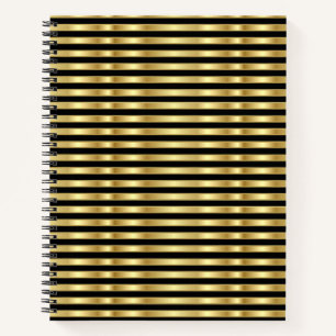 Cuaderno Rayas Elegantes Doradas y Negras