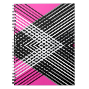Cuaderno Rayas entrelazadas en blanco y negro y gris sobre 