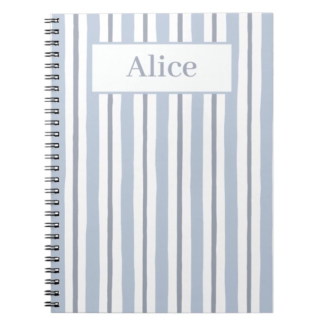 Cuaderno rayas estilo azul claro pastel (Frente)