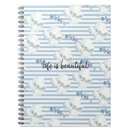 Cuaderno Rayas Eucaliptus Florales Blancas