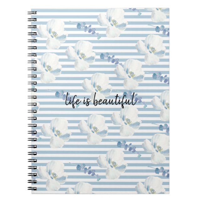 Cuaderno Rayas Eucaliptus Florales Blancas (Frente)
