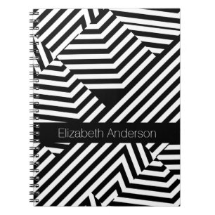Cuaderno Rayas geométricas blancos y negros de moda con
