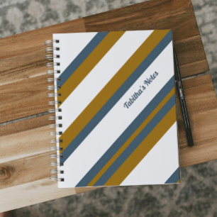 Cuaderno Rayas geométricas diagonales marrones azul oscuro