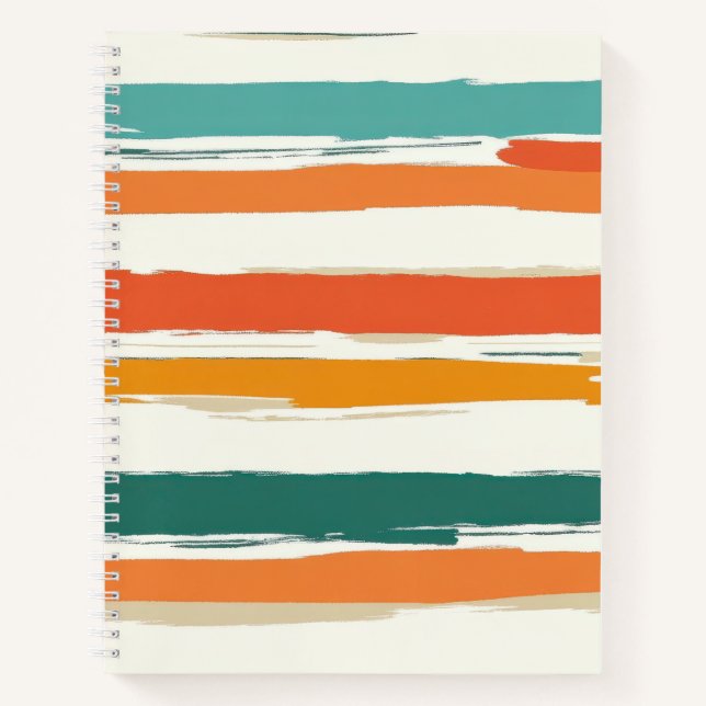 Cuaderno Rayas horizontales de pincel pintadas abstractas B (Anverso)