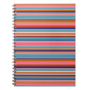 Cuaderno Rayas horizontales retro de terracota rosa azul