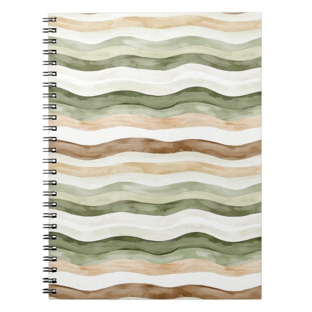Cuaderno Rayas Marrones Beige Crema Verde (Frente)