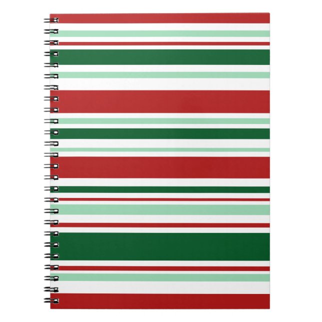 Cuaderno Rayas mixtas de Navidades rojas, verdes y blancas (Frente)