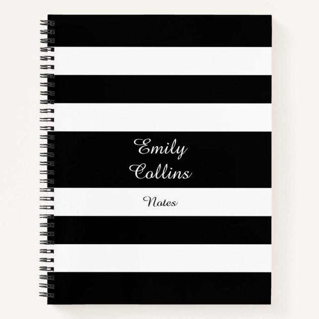 Cuaderno Rayas modernas en blanco y negro (Anverso)