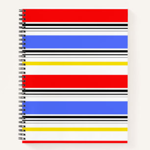 Cuaderno Rayas modernas rojas azules y blancas